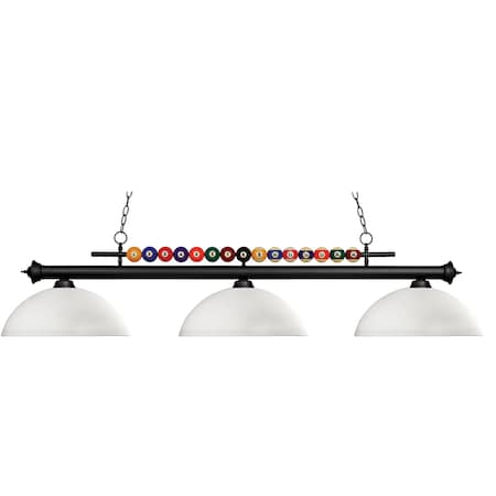 Z-Lite Shark 3 Light Billiard Light, Matte Black & Matte Opal 170MB-DMO14